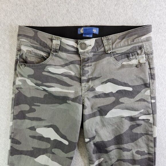 Democracy Ab Technology Pants Womens 10 Gray Camo Tapered Slimming Comfort - Picture 2 of 16